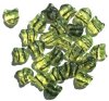 25 13mm Olive Tortoise Striped Cat Face Glass Beads